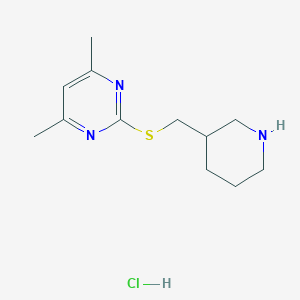 molecular formula C12H20ClN3S B1456547 4,6-二甲基-2-((哌啶-3-基甲基)硫代)嘧啶盐酸盐 CAS No. 1420800-76-5