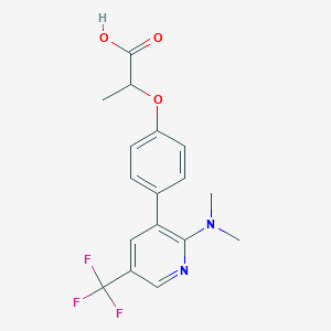 molecular formula C17H17F3N2O3 B1456548 2-[4-(2-Dimethylamino-5-trifluoromethyl-pyridin-3-yl)-phenoxy]-propionic acid CAS No. 1311279-65-8