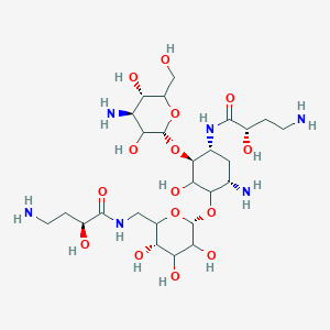 molecular formula C26H50N6O15 B1456555 1,6 Inverted exclamation mark-Di-HABA Kanamycin A CAS No. 197909-67-4