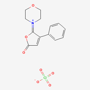 Morpholinium, 4-(5-oxo-3-phenyl-2(5H)-furanylidene)-, perchlorate