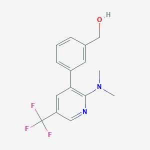 molecular formula C15H15F3N2O B1456603 [3-(2-二甲氨基-5-三氟甲基-吡啶-3-基)-苯基]-甲醇 CAS No. 1311279-42-1