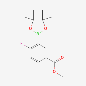 molecular formula C14H18BFO4 B1456613 Methyl 4-fluoro-3-(4,4,5,5-tetramethyl-1,3,2-dioxaborolan-2-YL)benzoate CAS No. 757982-31-3