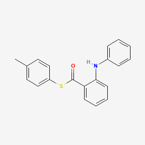 molecular formula C20H17NOS B14566233 Benzenecarbothioic acid, 2-(phenylamino)-, S-(4-methylphenyl) ester CAS No. 61486-00-8