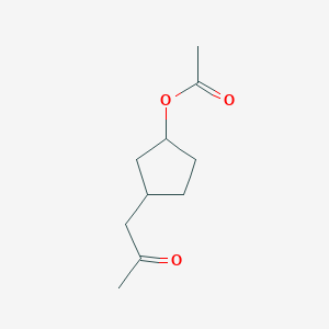 molecular formula C10H16O3 B14566340 3-(2-Oxopropyl)cyclopentyl acetate CAS No. 61599-08-4