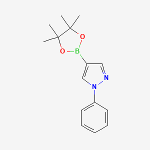 molecular formula C15H19BN2O2 B1456638 1-Phenyl-4-(4,4,5,5-tetramethyl-1,3,2-dioxaborolan-2-yl)-1H-pyrazole CAS No. 1002334-12-4