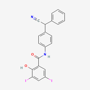 N-{4-[Cyano(phenyl)methyl]phenyl}-2-hydroxy-3,5-diiodobenzamide