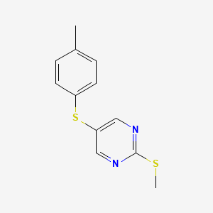 molecular formula C12H12N2S2 B14567008 Pyrimidine, 5-[(4-methylphenyl)thio]-2-(methylthio)- CAS No. 61727-20-6