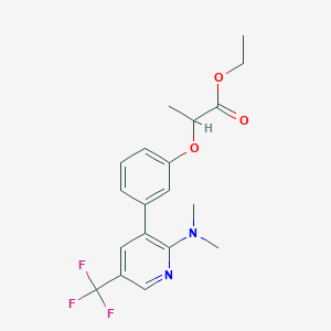 B1456742 2-[3-(2-Dimethylamino-5-trifluoromethyl-pyridin-3-yl)-phenoxy]-propionic acid ethyl ester CAS No. 1311278-21-3