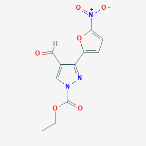 Ethyl 4-formyl-3-(5-nitrofuran-2-yl)-1H-pyrazole-1-carboxylate