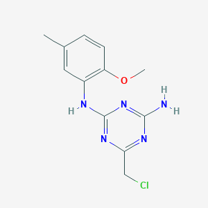 molecular formula C12H14ClN5O B1456757 6-(chloromethyl)-N-(2-methoxy-5-methylphenyl)-1,3,5-triazine-2,4-diamine CAS No. 1379811-75-2