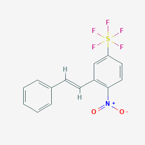 molecular formula C14H10F5NO2S B1456771 1-Nitro-2-styryl-4-(pentafluorosulfanyl)benzene CAS No. 1402089-64-8