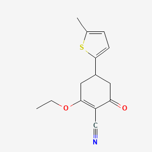 molecular formula C14H15NO2S B1456832 2-乙氧基-4-(5-甲基-2-噻吩基)-6-氧代环己-1-烯-1-碳腈 CAS No. 1428139-16-5
