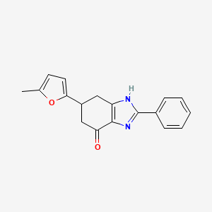 molecular formula C18H16N2O2 B1456843 6-(5-methyl-2-furyl)-2-phenyl-1,5,6,7-tetrahydro-4H-benzimidazol-4-one CAS No. 1428139-15-4