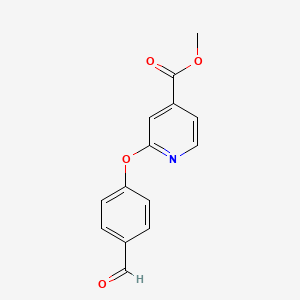 molecular formula C14H11NO4 B1456844 Methyl 2-(4-formylphenoxy)isonicotinate CAS No. 1415719-27-5