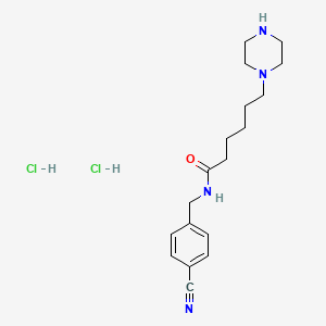 molecular formula C18H28Cl2N4O B1456846 N-[(4-cyanophenyl)methyl]-6-(piperazin-1-yl)hexanamide dihydrochloride CAS No. 1420537-73-0