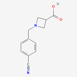 molecular formula C12H12N2O2 B1456870 1-(4-氰基苄基)氮杂环丁烷-3-羧酸 CAS No. 1236144-55-0