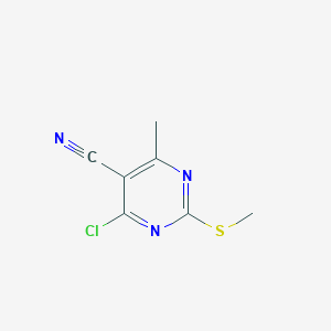 molecular formula C7H6ClN3S B1456979 4-氯-6-甲基-2-(甲硫基)嘧啶-5-腈 CAS No. 1208170-17-5
