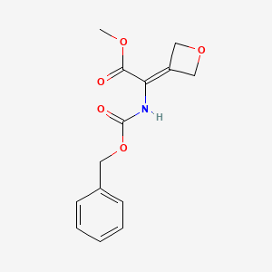 molecular formula C14H15NO5 B1457012 Methyl 2-(((benzyloxy)carbonyl)amino)-2-(oxetan-3-ylidene)acetate CAS No. 394653-39-5