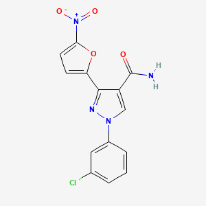 1-(3-Chlorophenyl)-3-(5-nitrofuran-2-yl)-1H-pyrazole-4-carboxamide