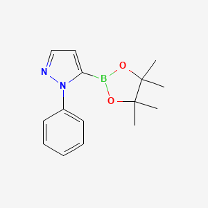 molecular formula C15H19BN2O2 B1457068 1-苯基-5-(4,4,5,5-四甲基-1,3,2-二恶杂硼环-2-基)-1H-吡唑 CAS No. 1238702-58-3