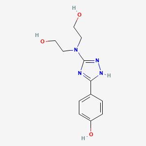 molecular formula C12H16N4O3 B14571260 Phenol, 4-[5-[bis(2-hydroxyethyl)amino]-1H-1,2,4-triazol-3-yl]- CAS No. 61450-77-9