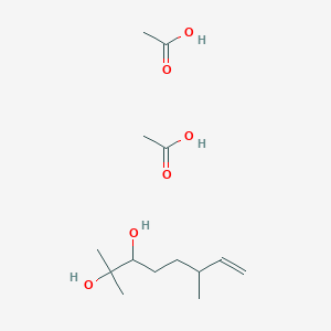 molecular formula C14H28O6 B14571520 Acetic acid;2,6-dimethyloct-7-ene-2,3-diol CAS No. 61382-98-7