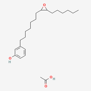 molecular formula C23H38O4 B14571586 Acetic acid;3-[7-(3-hexyloxiran-2-yl)heptyl]phenol CAS No. 61549-13-1