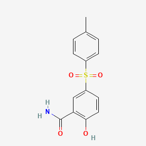 molecular formula C14H13NO4S B14571624 Benzamide, 2-hydroxy-5-[(4-methylphenyl)sulfonyl]- CAS No. 61622-19-3