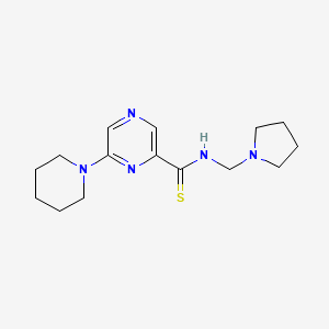 molecular formula C15H23N5S B14571850 Pyrazinecarbothioamide, 6-(1-piperidinyl)-N-(1-pyrrolidinylmethyl)- CAS No. 61689-77-8