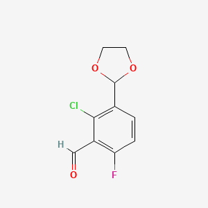 molecular formula C10H8ClFO3 B1457194 2-Chloro-3-(1,3-dioxolan-2-yl)-6-fluorobenzaldehyde CAS No. 924626-80-2