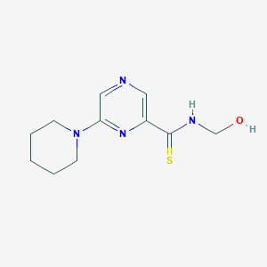 molecular formula C11H16N4OS B14571946 Pyrazinecarbothioamide, N-(hydroxymethyl)-6-(1-piperidinyl)- CAS No. 61689-82-5