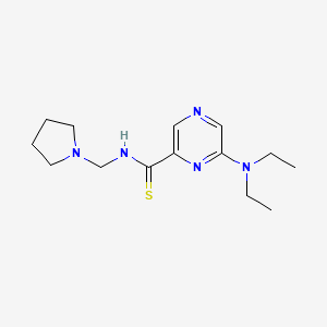 molecular formula C14H23N5S B14572518 Pyrazinecarbothioamide, 6-(diethylamino)-N-(1-pyrrolidinylmethyl)- CAS No. 61689-63-2