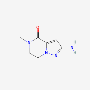 molecular formula C7H10N4O B1457262 2-Amino-5-methyl-6,7-dihydropyrazolo[1,5-A]pyrazin-4(5H)-one CAS No. 1378683-88-5