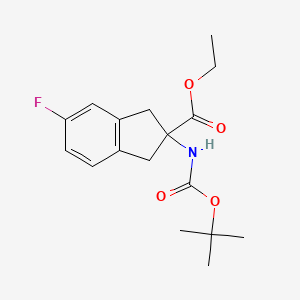 molecular formula C17H22FNO4 B1457271 2-(叔丁氧羰基氨基)-5-氟-2,3-二氢-1H-茚满-2-羧酸乙酯 CAS No. 1416440-28-2