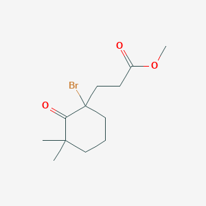 molecular formula C12H19BrO3 B14572888 Methyl 3-(1-bromo-3,3-dimethyl-2-oxocyclohexyl)propanoate CAS No. 61188-04-3