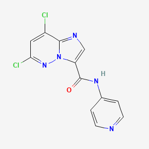 molecular formula C12H7Cl2N5O B1457293 6,8-Dichloro-N-(pyridin-4-yl)imidazo[1,2-b]pyridazine-3-carboxamide CAS No. 1177415-93-8