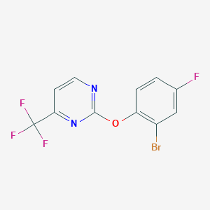 molecular formula C11H5BrF4N2O B1457305 2-(2-Bromo-4-fluorophenoxy)-4-(trifluoromethyl)pyrimidine CAS No. 1455953-78-2