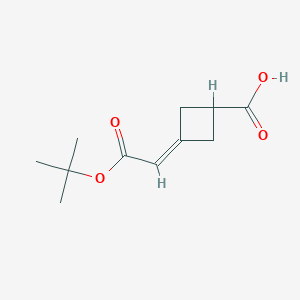 molecular formula C11H16O4 B1457315 Cyclobutanecarboxylic acid, 3-[2-(1,1-dimethylethoxy)-2-oxoethylidene]- CAS No. 847416-51-7