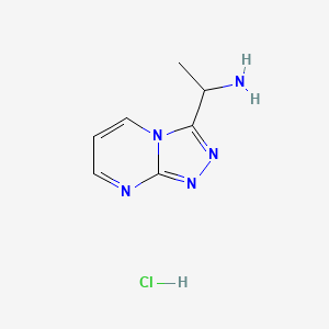 molecular formula C7H10ClN5 B1457324 1-{[1,2,4]Triazolo[4,3-a]pyrimidin-3-yl}ethan-1-amine hydrochloride CAS No. 1384430-77-6