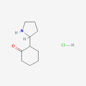 molecular formula C10H18ClNO B1457325 2-(Pyrrolidin-2-yl)cyclohexan-1-one hydrochloride CAS No. 1384430-16-3