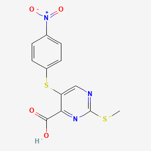 4-Pyrimidinecarboxylic acid, 2-(methylthio)-5-[(4-nitrophenyl)thio]-