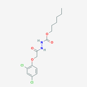 molecular formula C15H20Cl2N2O4 B14573321 Hexyl 2-[(2,4-dichlorophenoxy)acetyl]hydrazine-1-carboxylate CAS No. 61511-80-6