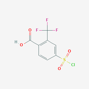 molecular formula C8H4ClF3O4S B1457341 4-(Chlorosulfonyl)-2-(trifluoromethyl)benzoic acid CAS No. 1423031-79-1