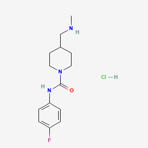 molecular formula C14H21ClFN3O B1457344 N-(4-fluorophenyl)-4-[(methylamino)methyl]piperidine-1-carboxamide hydrochloride CAS No. 1423033-82-2