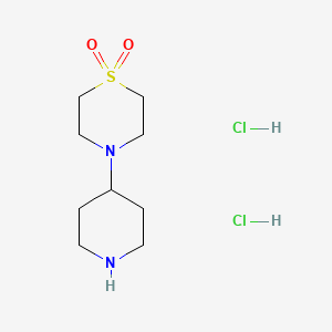molecular formula C9H20Cl2N2O2S B1457348 4-(Piperidin-4-YL)thiomorpholine 1,1-dioxide dihydrochloride CAS No. 1403766-89-1