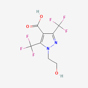 molecular formula C8H6F6N2O3 B1457351 1-(2-hydroxyethyl)-3,5-bis(trifluoromethyl)-1H-pyrazole-4-carboxylic acid CAS No. 1394647-20-1