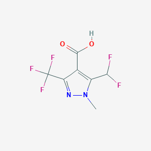 molecular formula C7H5F5N2O2 B1457353 5-(difluoromethyl)-1-methyl-3-(trifluoromethyl)-1H-pyrazole-4-carboxylic acid CAS No. 1394650-76-0