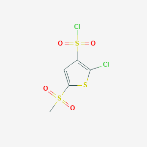 molecular formula C5H4Cl2O4S3 B1457357 2-Chloro-5-methanesulfonylthiophene-3-sulfonyl chloride CAS No. 887350-82-5