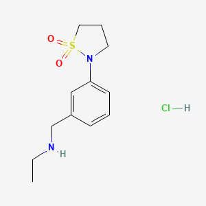 molecular formula C12H19ClN2O2S B1457370 2-{3-[(乙氨基)甲基]苯基}-1,2-噻唑烷-1,1-二酮盐酸盐 CAS No. 1803593-14-7