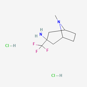 molecular formula C9H17Cl2F3N2 B1457394 8-Methyl-3-(trifluoromethyl)-8-azabicyclo[3.2.1]octan-3-amine dihydrochloride CAS No. 1803566-41-7